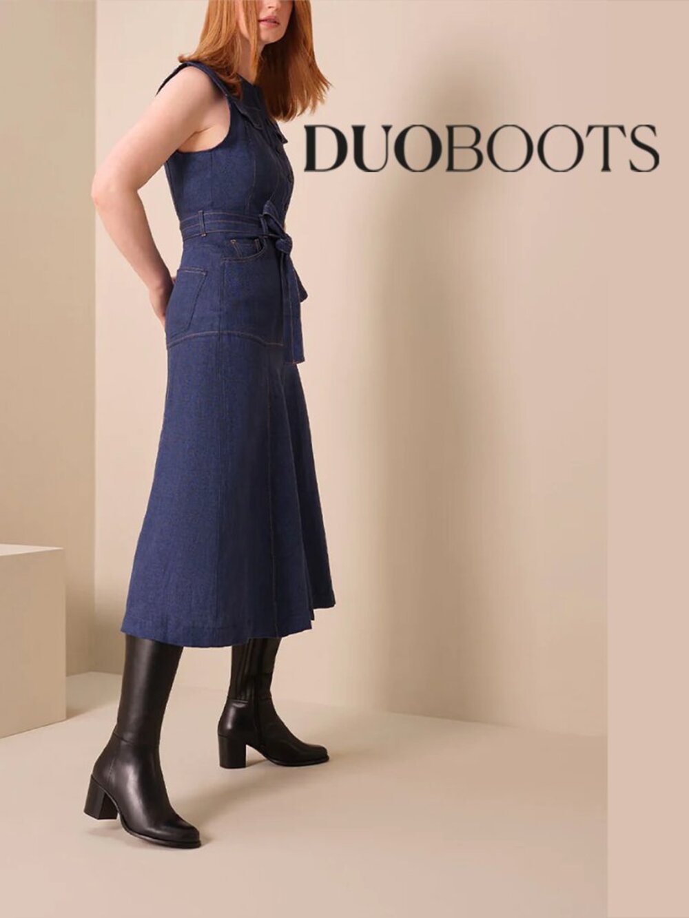 Duo Boots, Wide Calf / 44 cm,  Dalia Standard Knee High Boots, Black, Sz 6.5 US